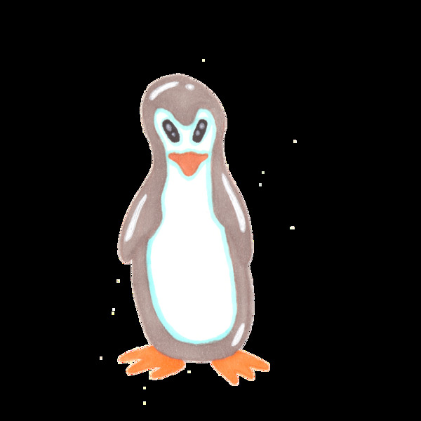 水彩卡通企鹅png透明素材