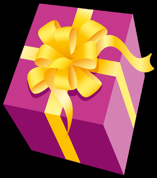 紫色手绘礼品盒免抠png透明图层素材