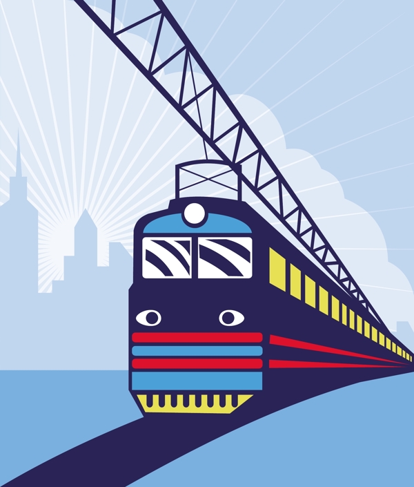 電動(dòng)旅客列車的城市天際線