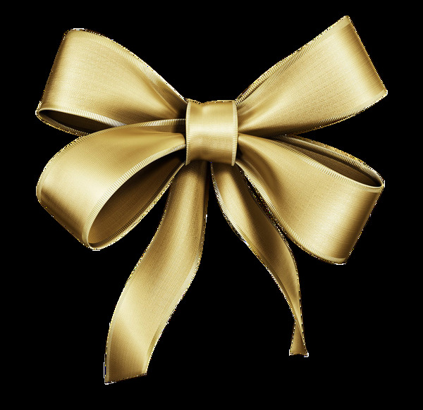 金色蝴蝶结透明装饰素材
