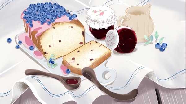 下午茶甜品可愛插畫
