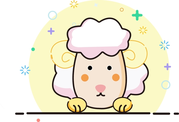 MEB風(fēng)格卡通手繪可愛小綿陽矢量小圖標(biāo)