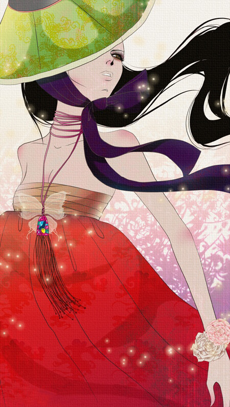 位圖人物女人色彩紅色免費(fèi)素材