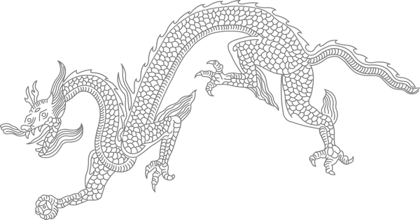 印花矢量圖動物龍色彩黑白色免費素材