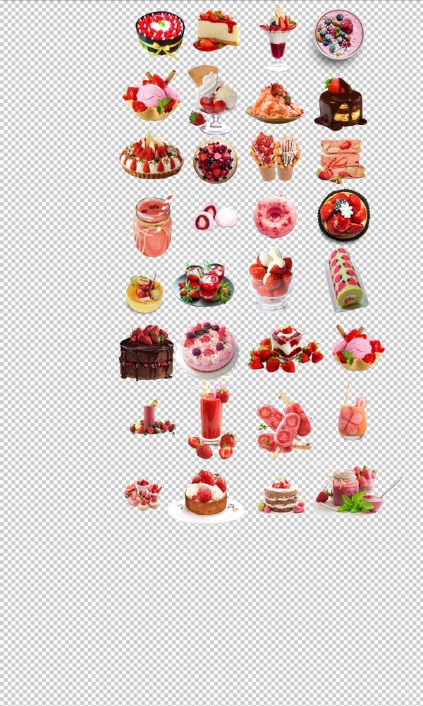 草莓甜点果汁草莓蛋糕草莓冰沙各