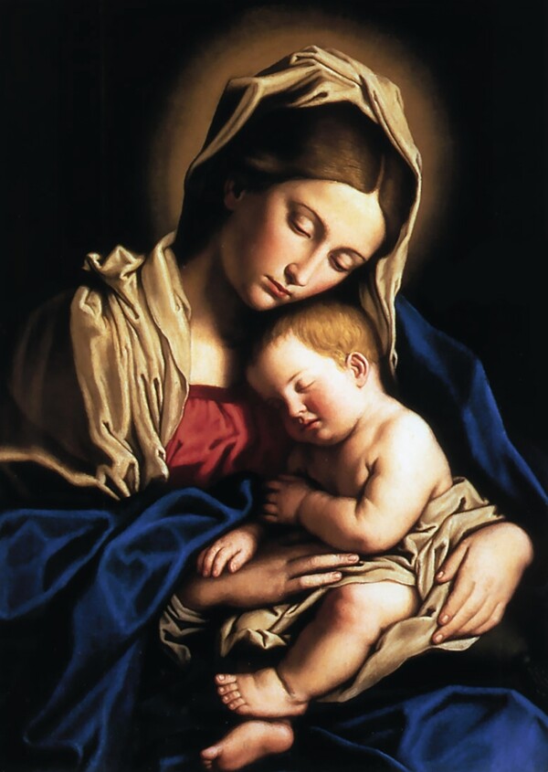 西方神话母爱圣母怀抱圣子高清图
