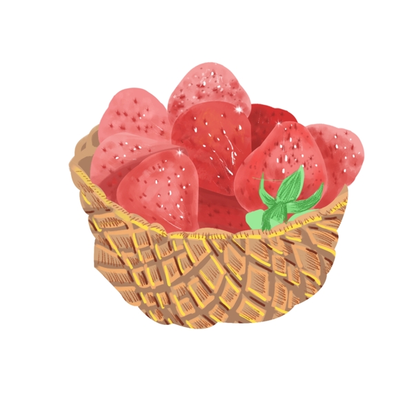 一筐红色草莓插画