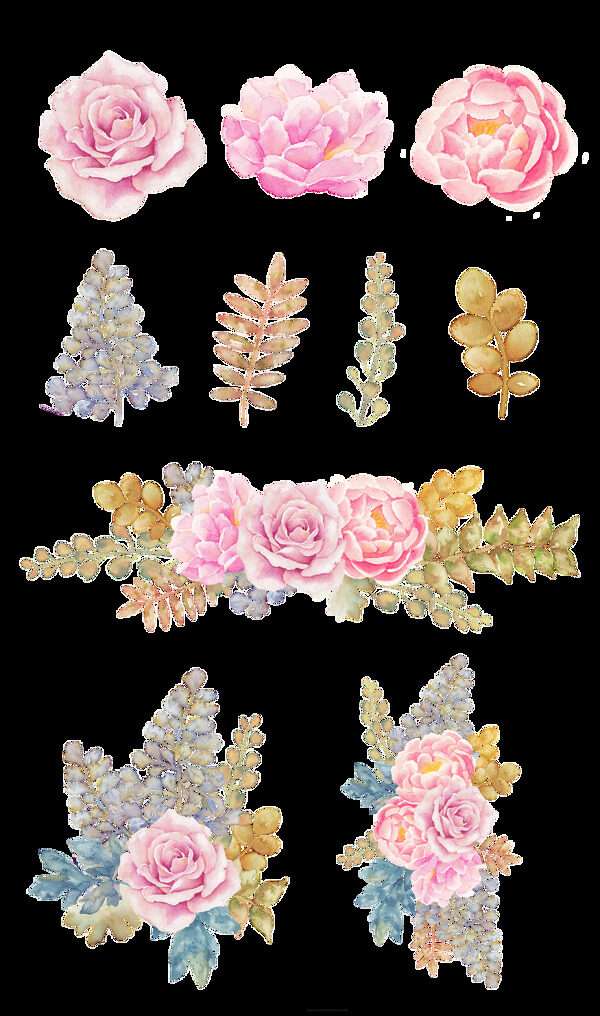 创意花卉图画透明装饰素材