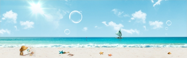 海邊沙灘唯美banner