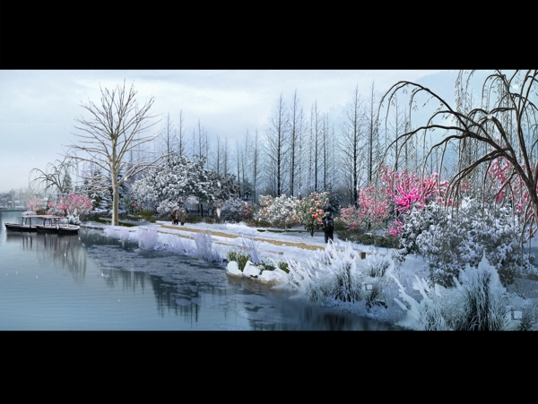 冬天湖边风景图片