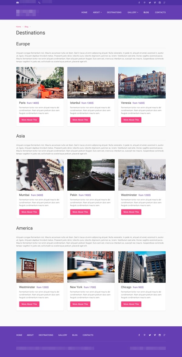 紫色企业旅游网站项目展示界面素材