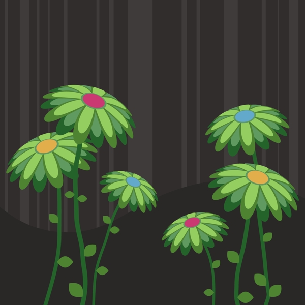 绿色的花朵矢量素材
