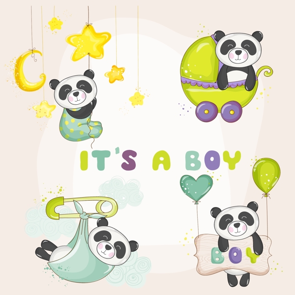 卡通熊猫动物图标图片