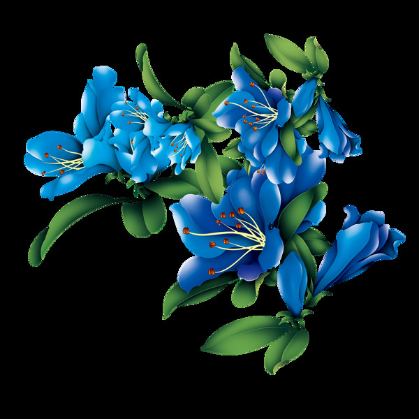 藍(lán)色牡丹花png免扣元素