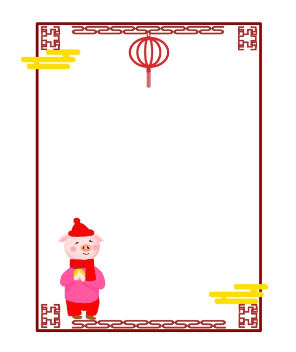 手繪新年邊框插畫