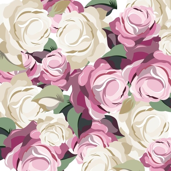 精美彩色玫瑰图案背景矢量设计素材