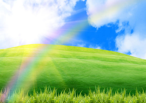 草原与彩虹图片