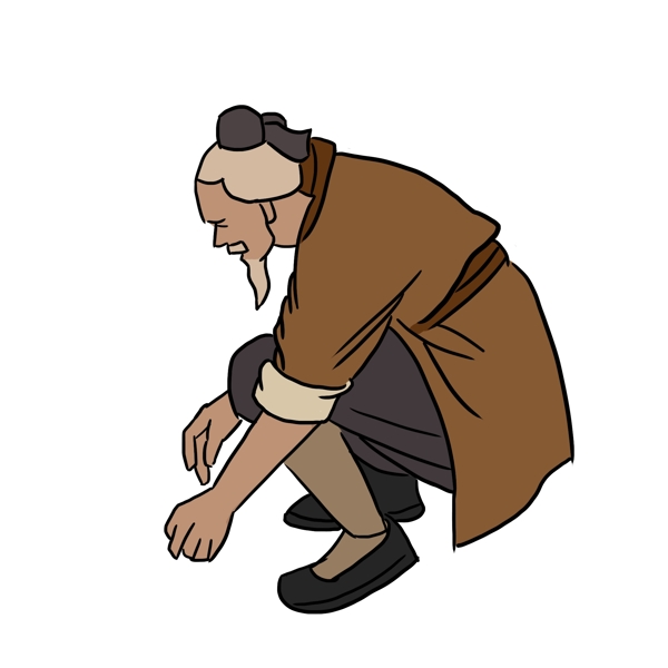 古代人物插畫蹲姿