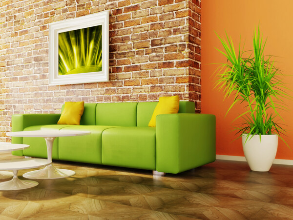 绿色风格客厅装潢设计图片