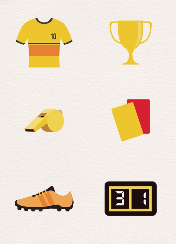 黄色系扁平化足球比赛图标矢量设计