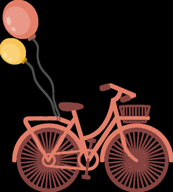 气球单车自行车插画免抠png透明图层素材