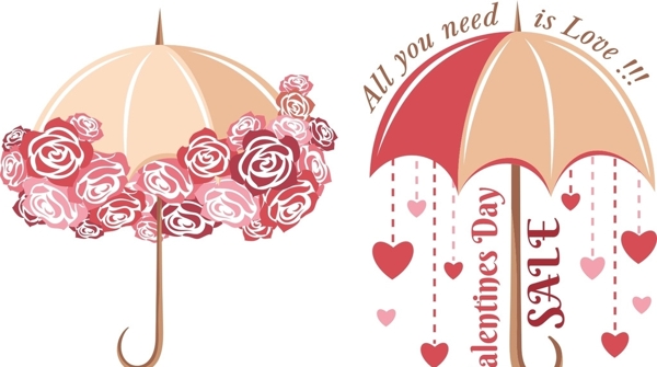 玫瑰花雨伞心形