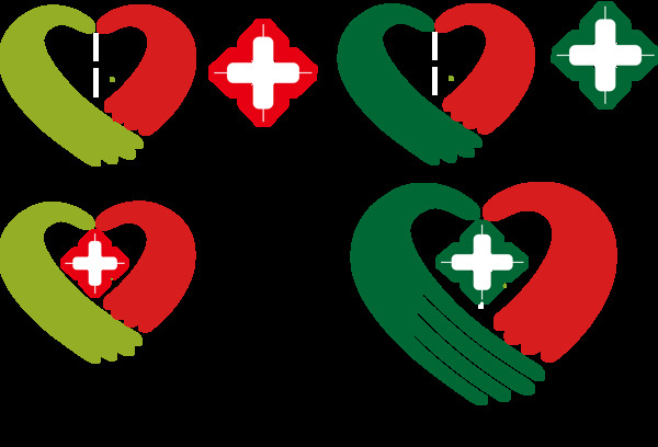 医疗系统带双手十字标识