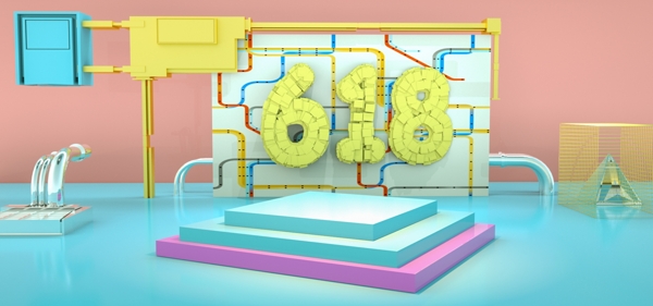 c4d電商618banner背景