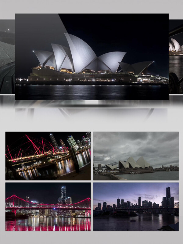 4k悉尼歌剧院夜景城市旅游风光景观延时