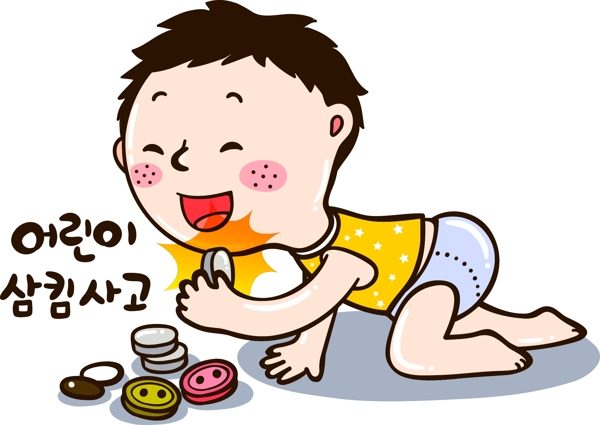 卡通兒童爬行素材