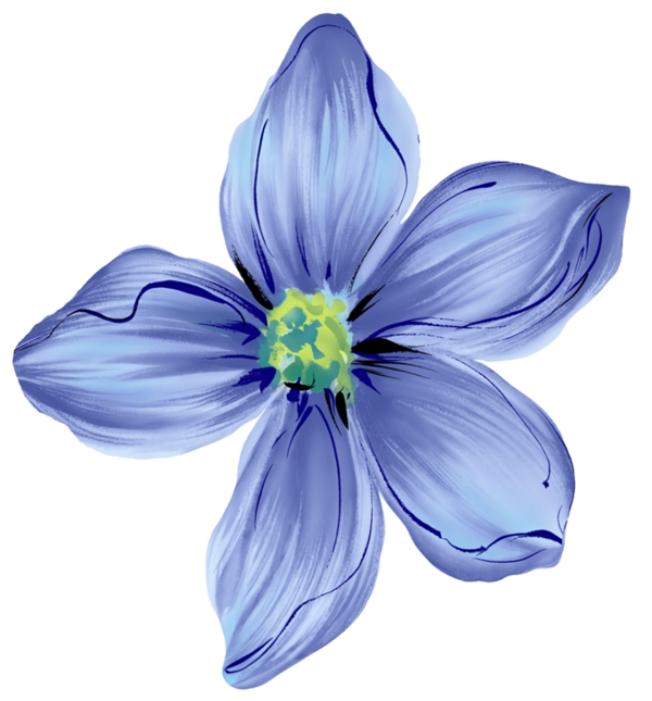 藍(lán)色水墨風(fēng)花的素材