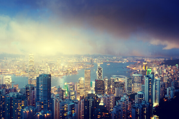 鸟瞰香港夜景图片