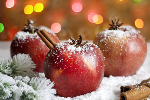 苹果与雪花图片