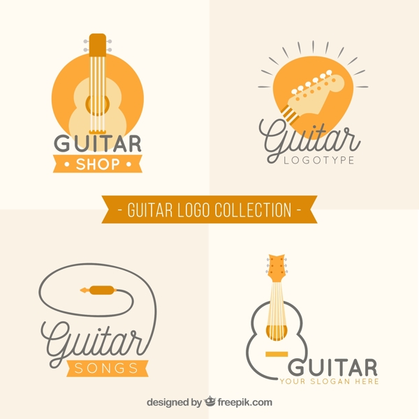 四个吉他标志图标