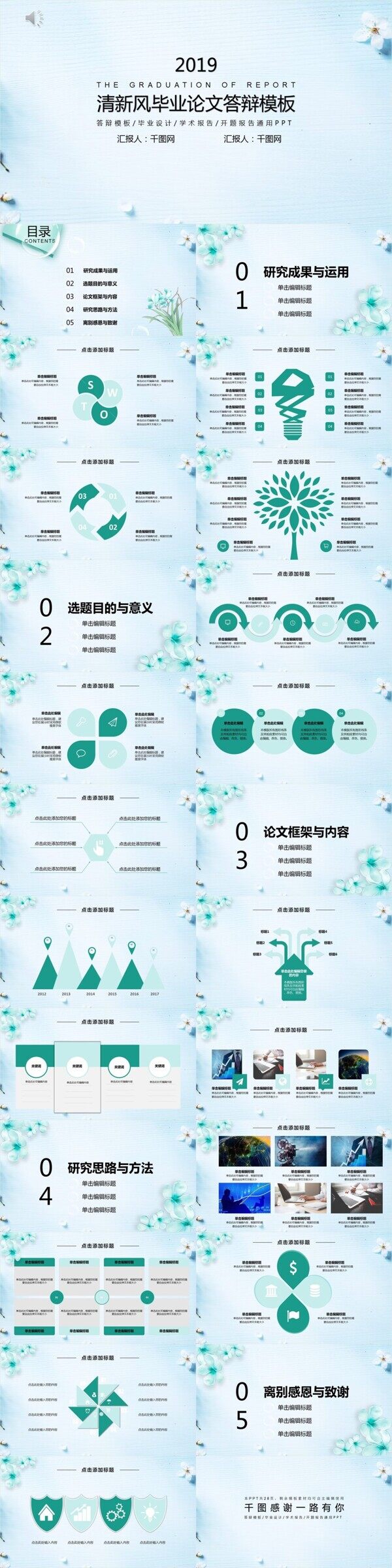 清新風(fēng)畢業(yè)論文答辯PPT模板