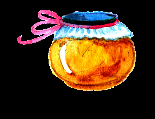 手绘蜂蜜色瓦罐装饰图案