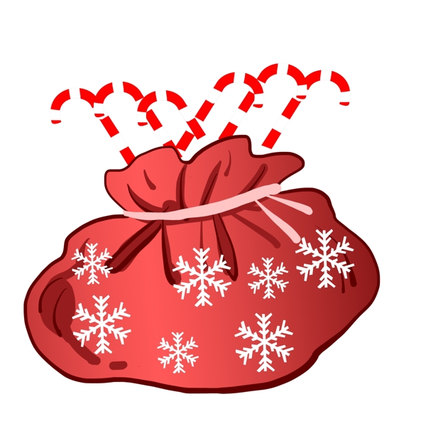 圣诞拐杖糖礼物袋插画
