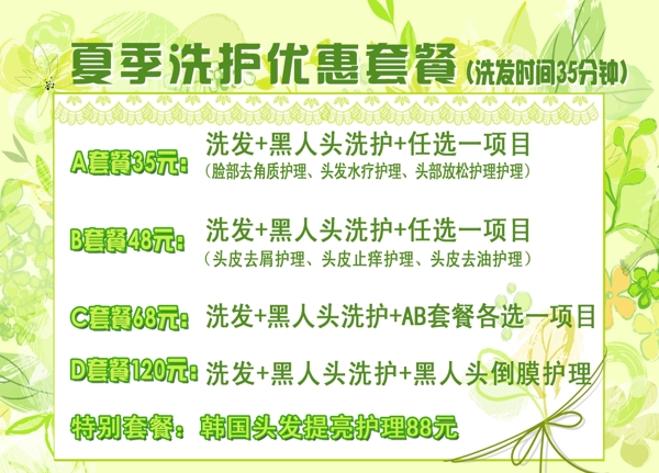 夏季洗護(hù)優(yōu)惠套餐宣傳單圖片