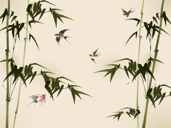簡約樸素竹子背景墻素材