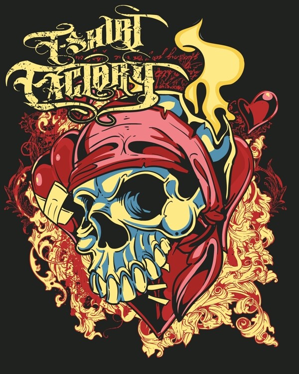 超酷骷髏主題tshirt圖案
