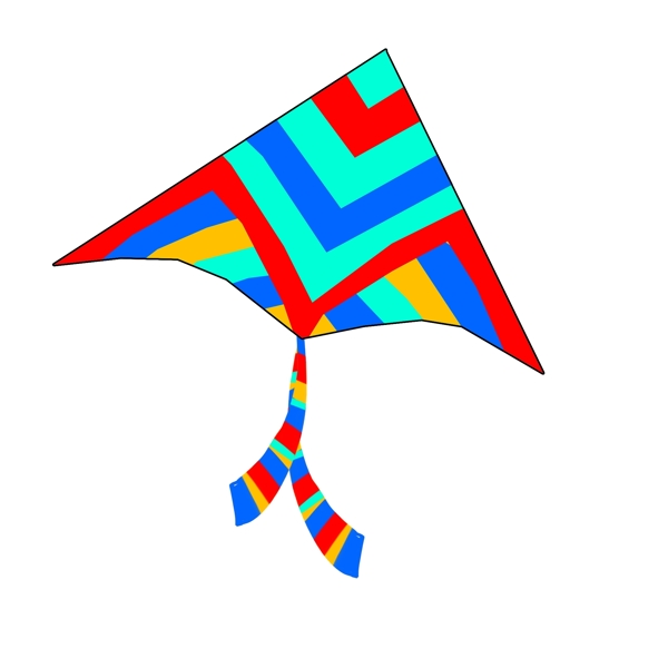 手绘彩色的风筝插画