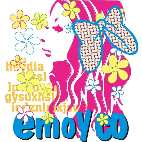 印花矢量圖T恤圖案圖文結(jié)合人物女人免費(fèi)素材