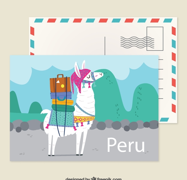 秘鲁羊驼明信片图片