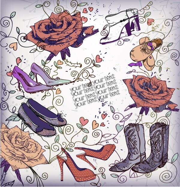 時(shí)尚服裝和鞋插畫矢量素材
