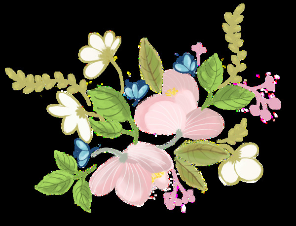 可爱装饰花卉卡通透明素材