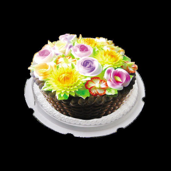 彩色花朵蛋糕素材