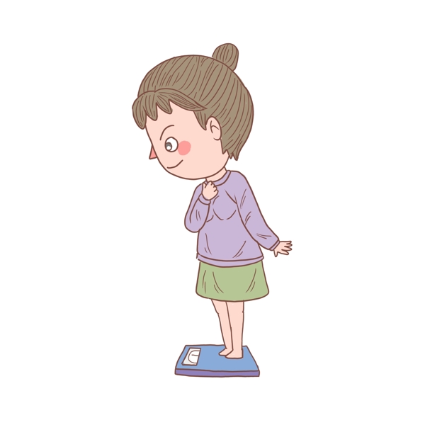卡通手繪人物減肥少女