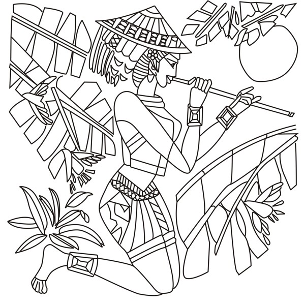 傳統(tǒng)裝飾圖案人物人物素材圖庫