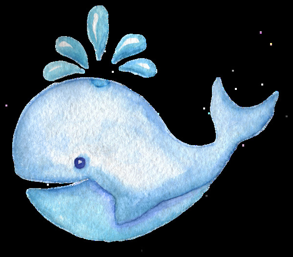水泉蓝鲸透明装饰素材