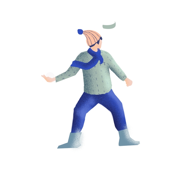 冬季打雪仗男人插畫元素